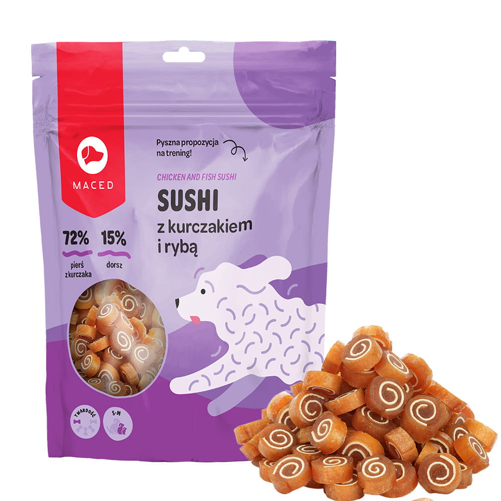 Maced Treserki Przysmak dla Psa Sushi z Kurczakiem i Rybą 500g